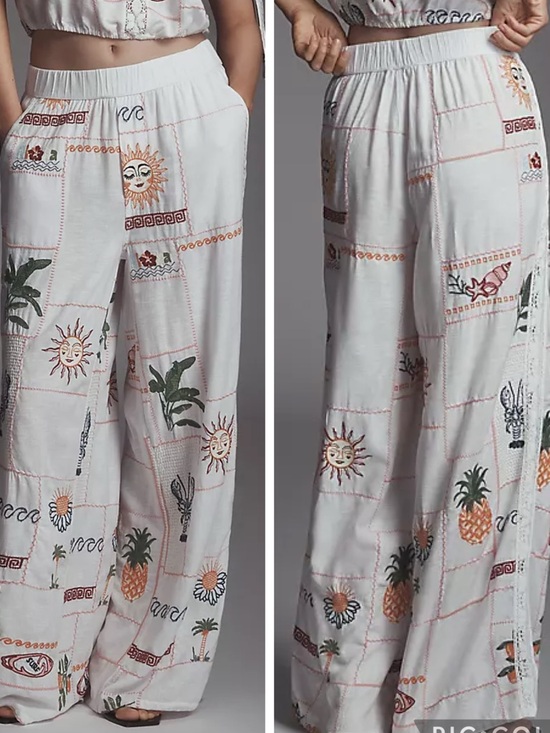 Anthropologie Pants - Anthropologie Pilcro Embroidered Patchwork Pants Small New Resort Vacation